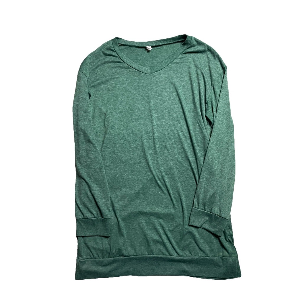 Women's XUERRY Green Long Sleeve Shirt Size Large Casual Top Cotton